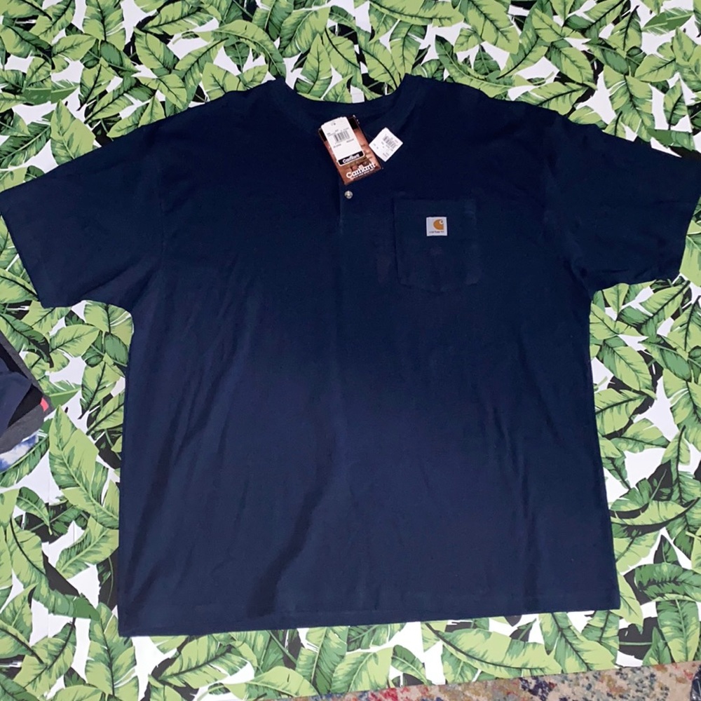 Carhartt NWT Men’s Navy 3 Button Short-Sleeve Shirt Size XXL